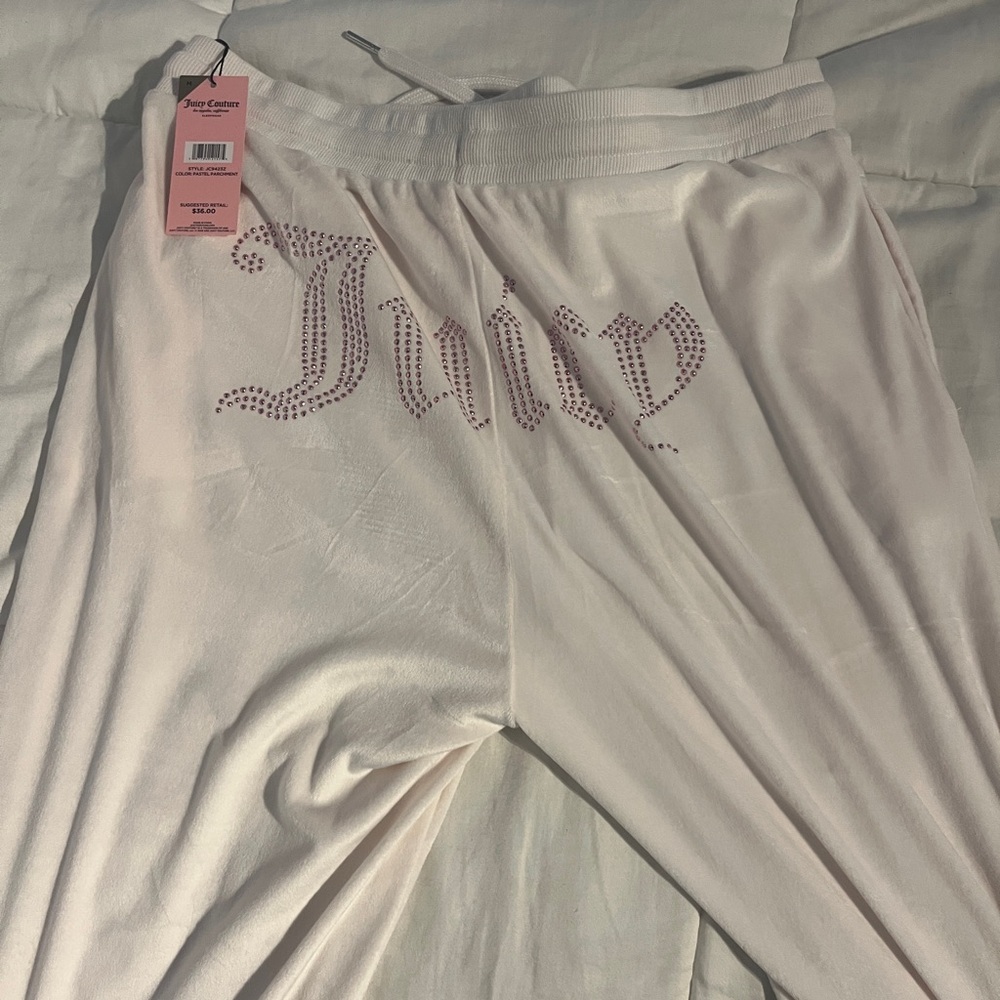 COPY - Juicy Couture White Sweatpants with Pink Rhinestones